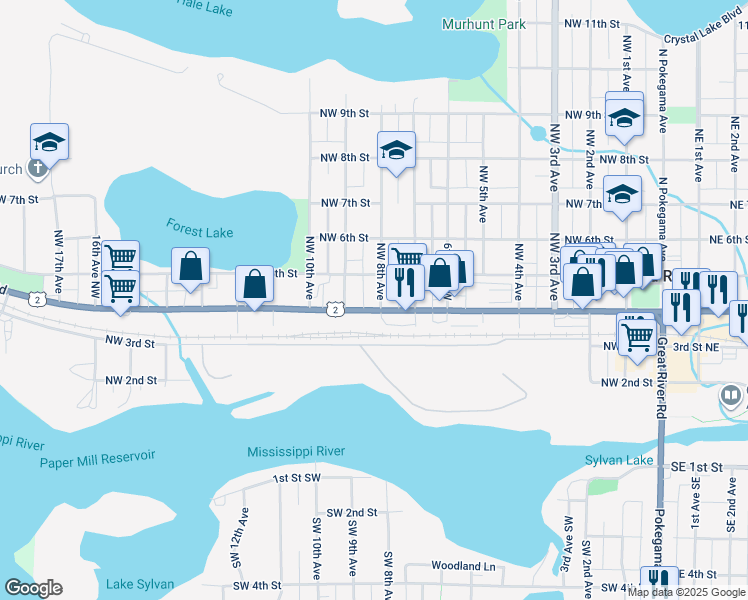 map of restaurants, bars, coffee shops, grocery stores, and more near 415 Northwest 8th Avenue in Grand Rapids