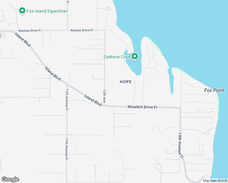 map of restaurants, bars, coffee shops, grocery stores, and more near 1261-1299 12th Fi Ave in Fox Island