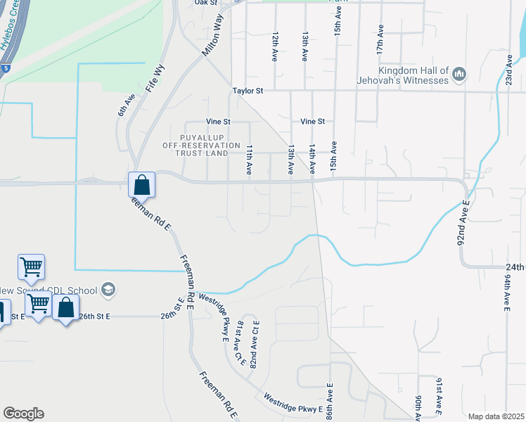 map of restaurants, bars, coffee shops, grocery stores, and more near 2027 83rd Avenue East in Edgewood