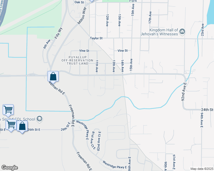 map of restaurants, bars, coffee shops, grocery stores, and more near 2027 83rd Avenue East in Edgewood
