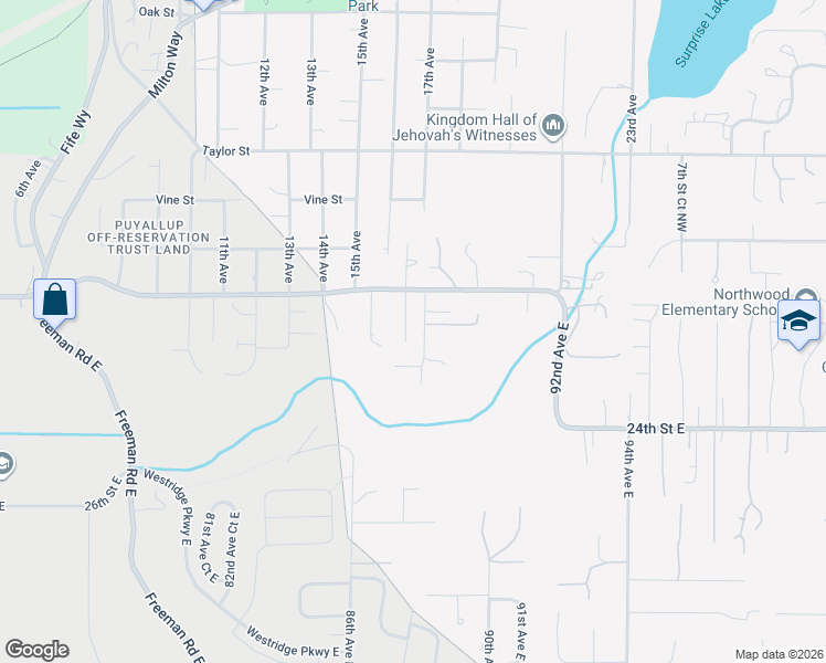 map of restaurants, bars, coffee shops, grocery stores, and more near 2105 87th Avenue Court East in Edgewood