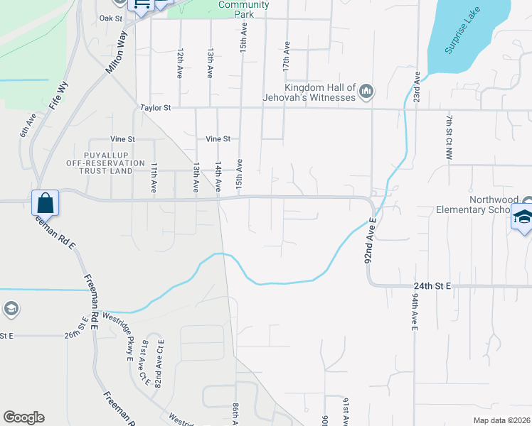 map of restaurants, bars, coffee shops, grocery stores, and more near 2105 87th Avenue Court East in Edgewood