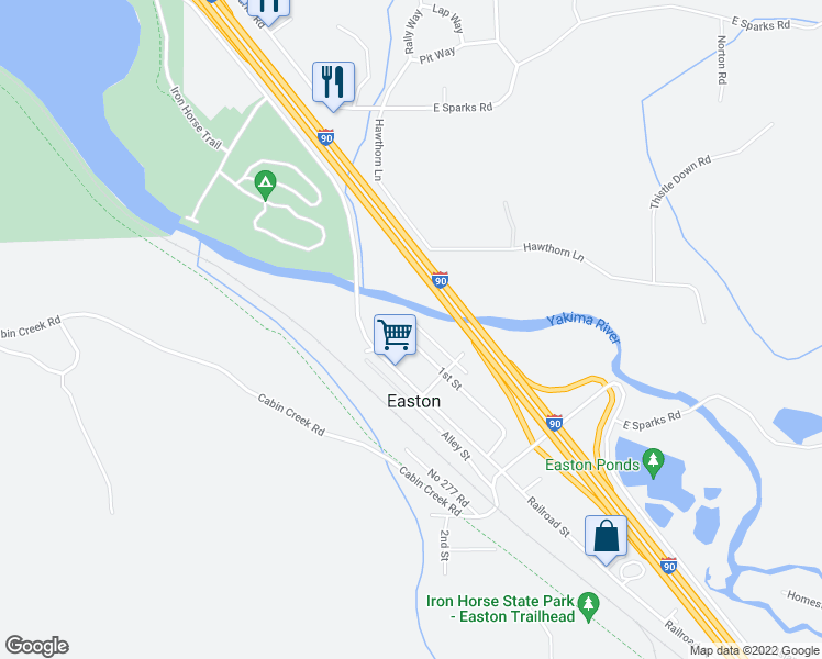 map of restaurants, bars, coffee shops, grocery stores, and more near 511 1st Street in Cle Elum