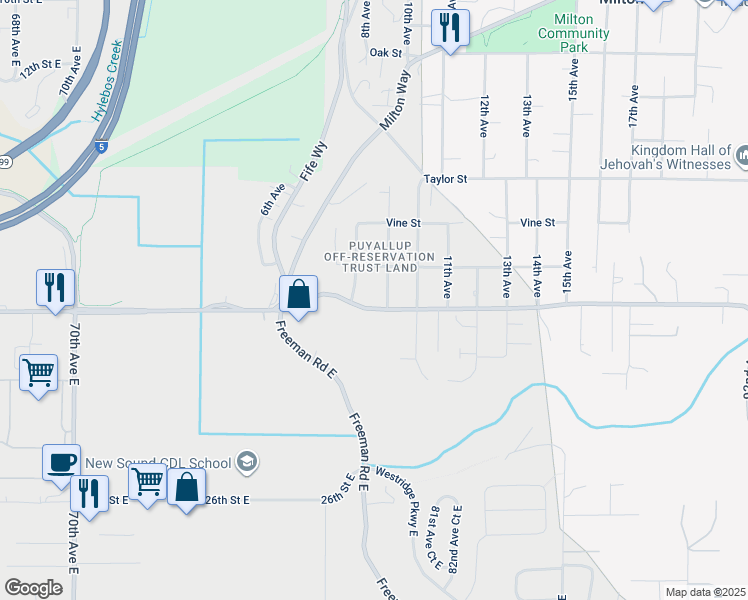 map of restaurants, bars, coffee shops, grocery stores, and more near 808 Yuma Street in Milton