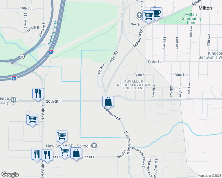 map of restaurants, bars, coffee shops, grocery stores, and more near 200 Milton Way in Milton