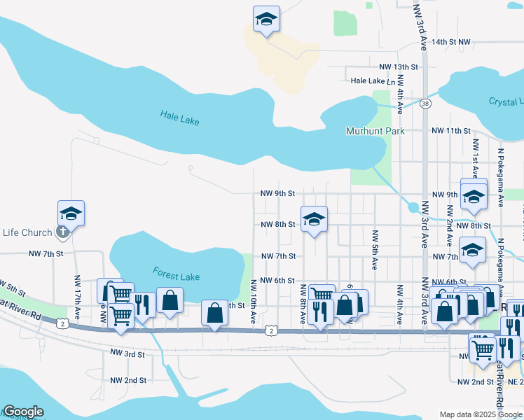 map of restaurants, bars, coffee shops, grocery stores, and more near 820 Northwest 10th Avenue in Grand Rapids