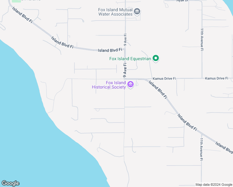 map of restaurants, bars, coffee shops, grocery stores, and more near 884 Kamus Place Fi in Fox Island