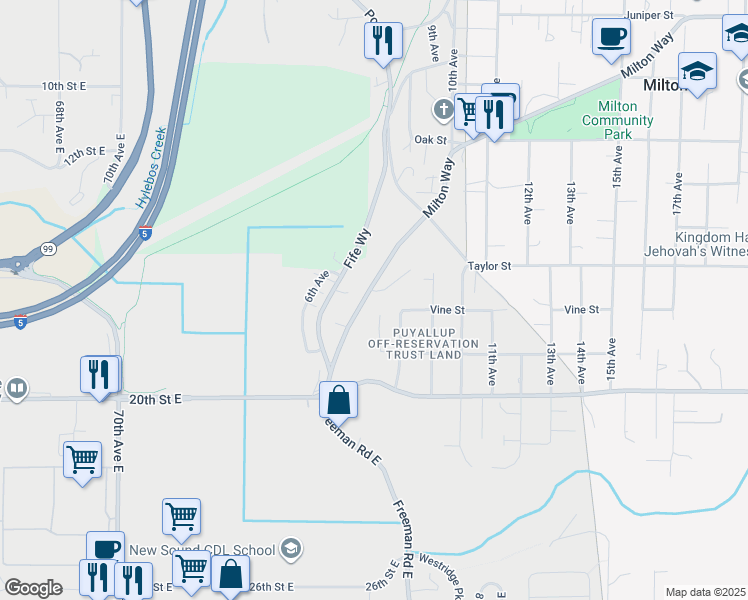 map of restaurants, bars, coffee shops, grocery stores, and more near 704 Vine Court in Milton