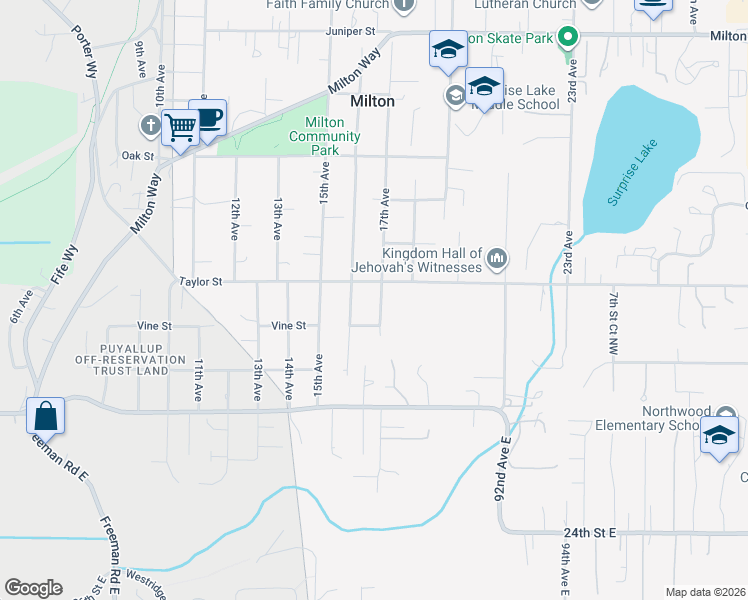 map of restaurants, bars, coffee shops, grocery stores, and more near 2001 17th Avenue in Milton