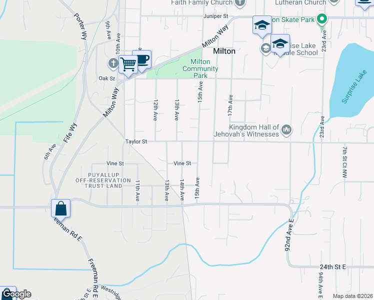 map of restaurants, bars, coffee shops, grocery stores, and more near 2008 14th Ave in Milton