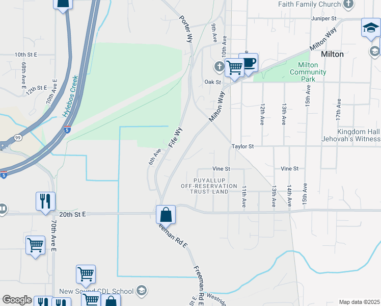 map of restaurants, bars, coffee shops, grocery stores, and more near 704 Vine Court in Milton