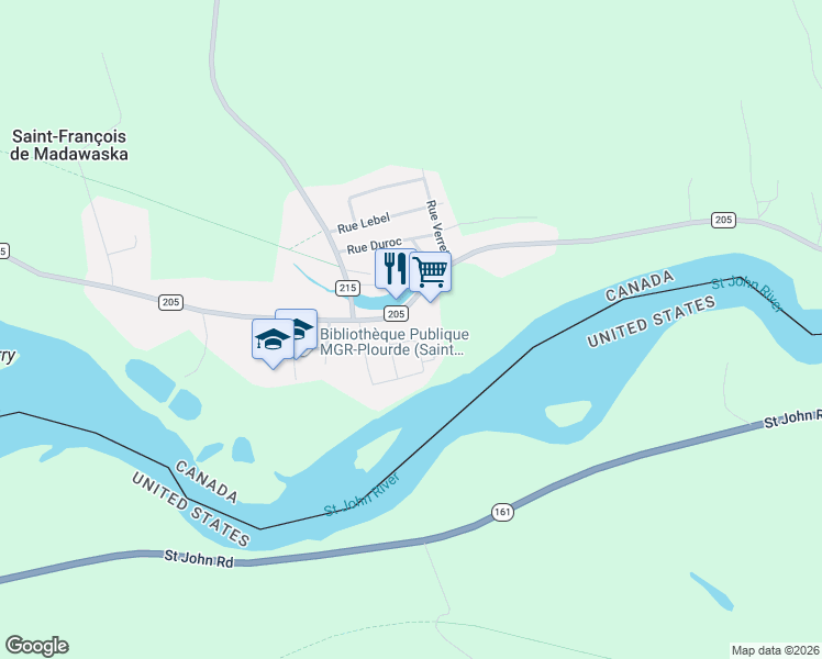 map of restaurants, bars, coffee shops, grocery stores, and more near in Saint-François de Madawaska