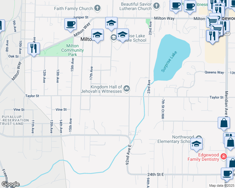map of restaurants, bars, coffee shops, grocery stores, and more near 2003 Taylor Street in Milton
