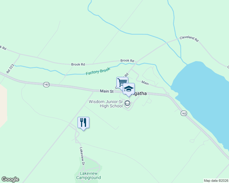 map of restaurants, bars, coffee shops, grocery stores, and more near 204 Cleveland Road in Saint Agatha