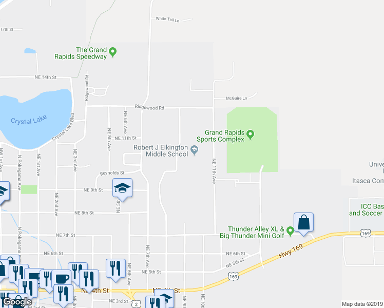 map of restaurants, bars, coffee shops, grocery stores, and more near 1000 Northeast 8th Avenue in Grand Rapids