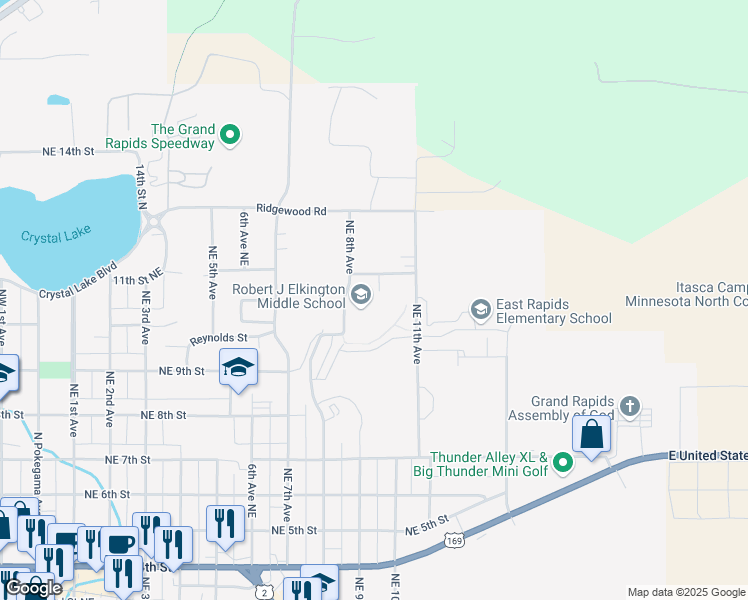 map of restaurants, bars, coffee shops, grocery stores, and more near 1000 Northeast 8th Avenue in Grand Rapids
