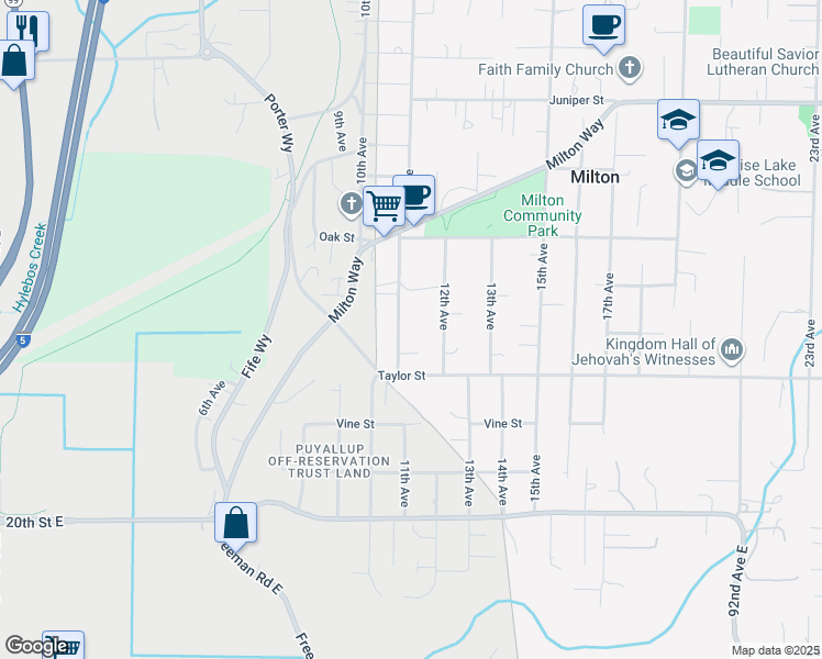 map of restaurants, bars, coffee shops, grocery stores, and more near 1806 11th Avenue in Milton