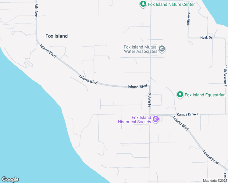 map of restaurants, bars, coffee shops, grocery stores, and more near 801 Island Boulevard in Fox Island
