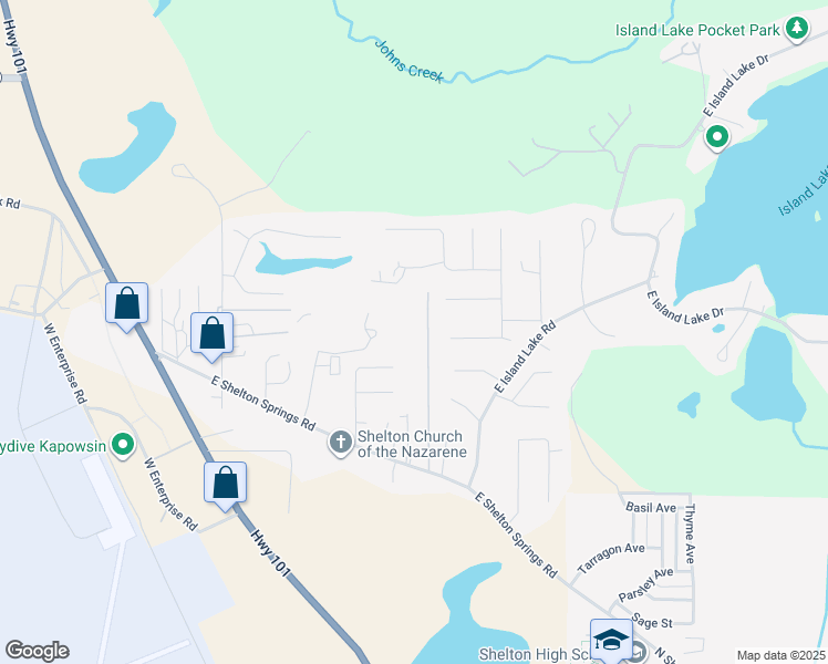 map of restaurants, bars, coffee shops, grocery stores, and more near 251 East Boardwalk Road in Shelton