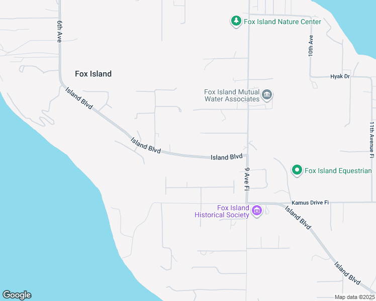 map of restaurants, bars, coffee shops, grocery stores, and more near 801 Island Boulevard in Fox Island