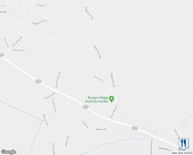 map of restaurants, bars, coffee shops, grocery stores, and more near Tiger Lilly Lane in Cle Elum