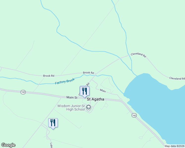 map of restaurants, bars, coffee shops, grocery stores, and more near 45 Cleveland Road in Saint Agatha