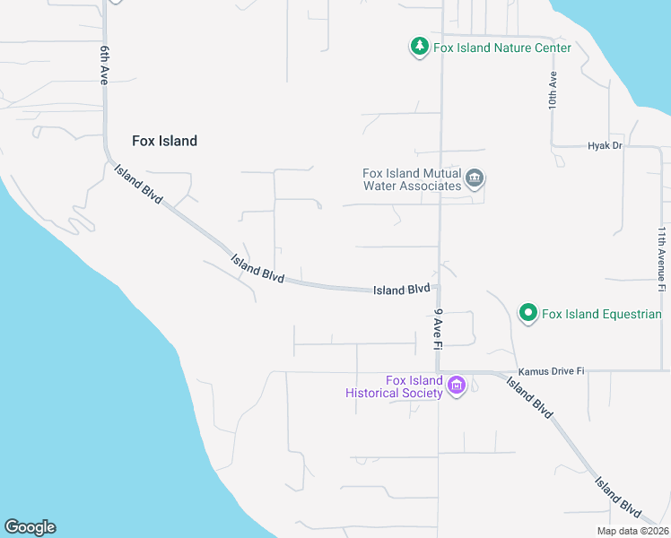 map of restaurants, bars, coffee shops, grocery stores, and more near 801 Island Boulevard in Fox Island