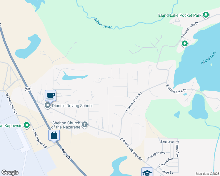 map of restaurants, bars, coffee shops, grocery stores, and more near 251 East Boardwalk Road in Shelton