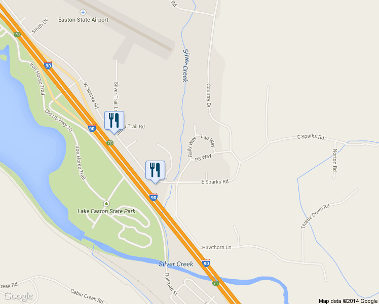 map of restaurants, bars, coffee shops, grocery stores, and more near 81 Rally Way in Easton