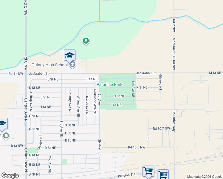 map of restaurants, bars, coffee shops, grocery stores, and more near 710 K Street Northeast in Quincy