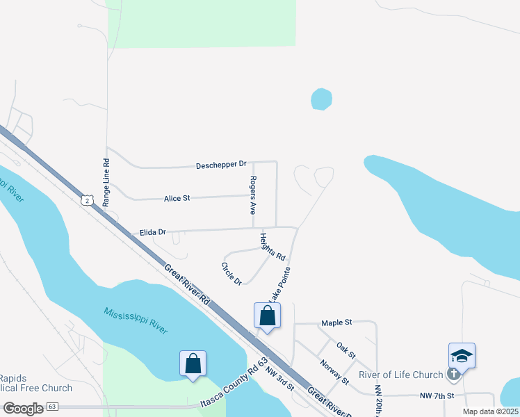 map of restaurants, bars, coffee shops, grocery stores, and more near 535 Rogers Avenue in Grand Rapids