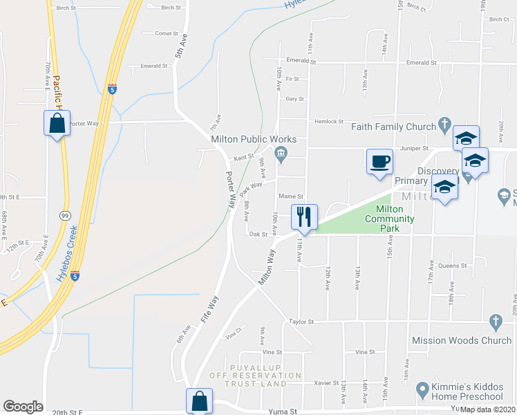 map of restaurants, bars, coffee shops, grocery stores, and more near 1406 8th Avenue in Milton