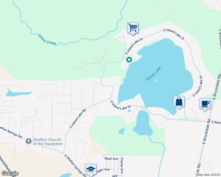 map of restaurants, bars, coffee shops, grocery stores, and more near 782 East Island Lake Drive in Shelton