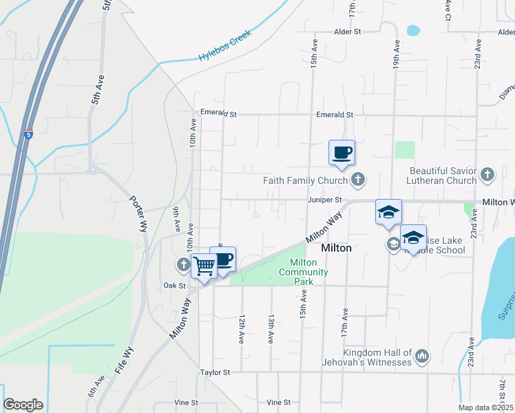 map of restaurants, bars, coffee shops, grocery stores, and more near in Milton