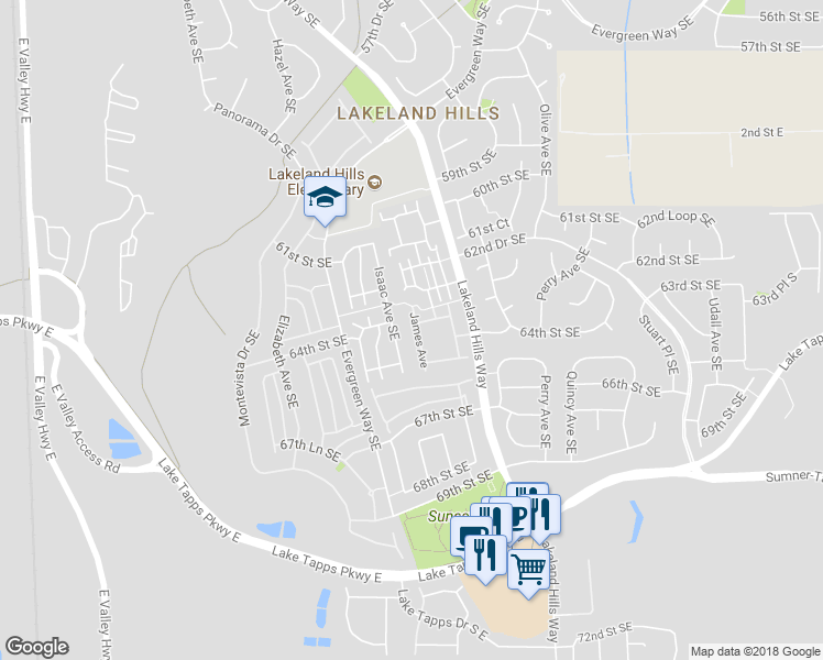 map of restaurants, bars, coffee shops, grocery stores, and more near 6589 James Avenue in Auburn