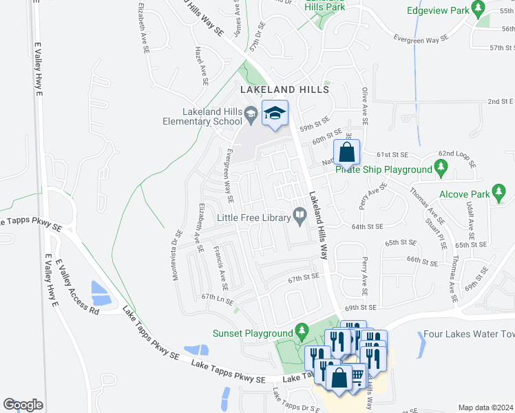 map of restaurants, bars, coffee shops, grocery stores, and more near 6207 Hazel Loop in Auburn