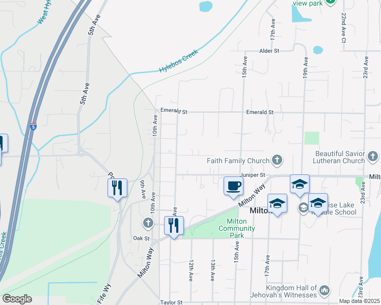 map of restaurants, bars, coffee shops, grocery stores, and more near 1110 Hemlock Street in Milton