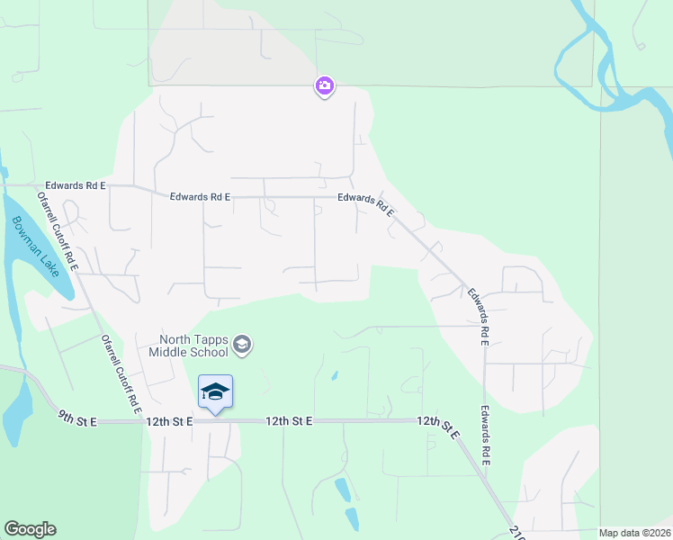 map of restaurants, bars, coffee shops, grocery stores, and more near 20417 7th Street East in Lake Tapps