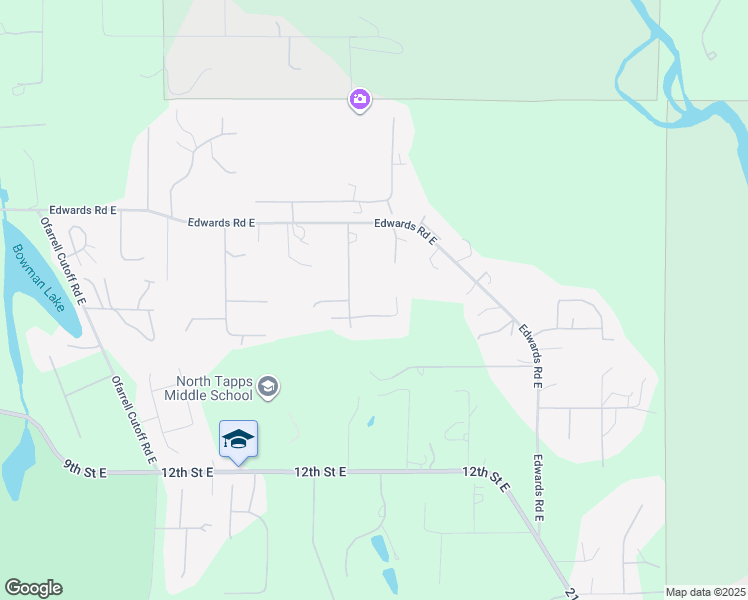 map of restaurants, bars, coffee shops, grocery stores, and more near 20417 7th Street East in Lake Tapps
