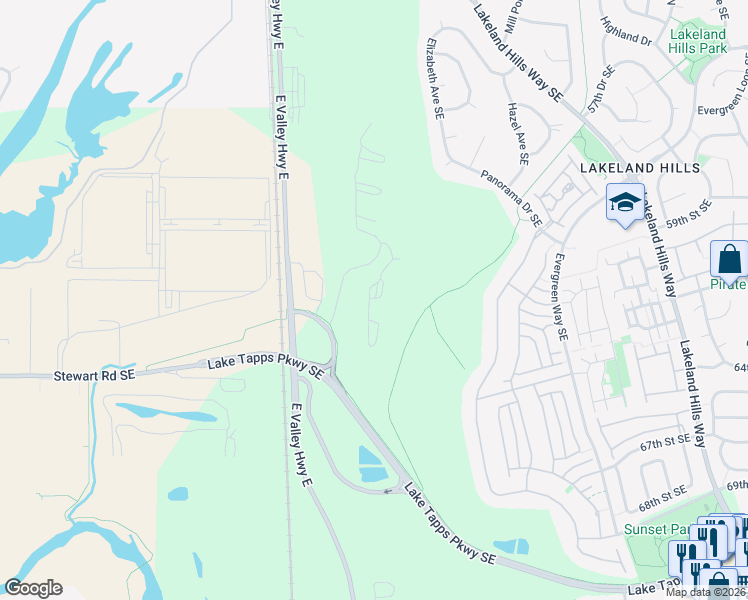 map of restaurants, bars, coffee shops, grocery stores, and more near 6170 Terrace View Drive Southeast in Auburn