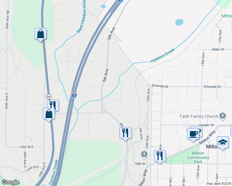 map of restaurants, bars, coffee shops, grocery stores, and more near 509 7th Avenue in Milton