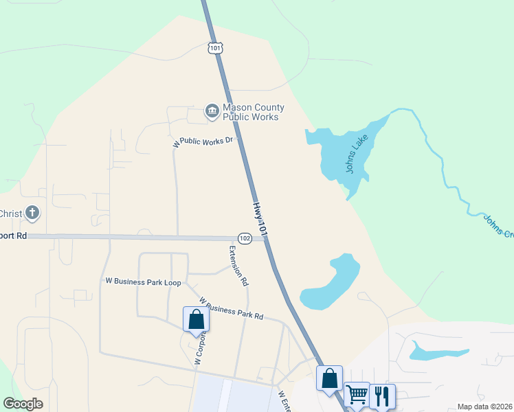 map of restaurants, bars, coffee shops, grocery stores, and more near 12700 U.S. 101 in Shelton