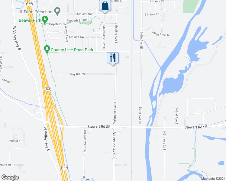 map of restaurants, bars, coffee shops, grocery stores, and more near 894 Valentine Avenue Southeast in Pacific