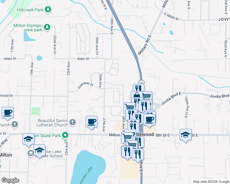 map of restaurants, bars, coffee shops, grocery stores, and more near 2750 Diamond Loop in Milton