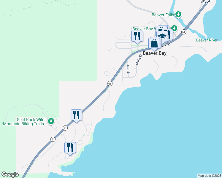 map of restaurants, bars, coffee shops, grocery stores, and more near 1606 Hangartner Avenue in Silver Bay