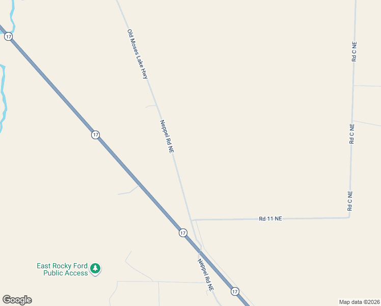 map of restaurants, bars, coffee shops, grocery stores, and more near 11061 Neppel Road Northeast in Moses Lake