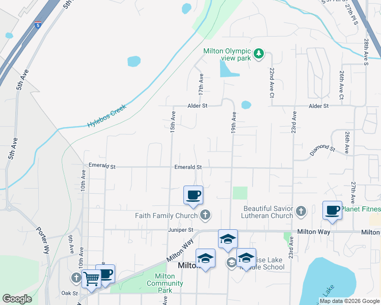 map of restaurants, bars, coffee shops, grocery stores, and more near 305 17th Avenue Court in Milton