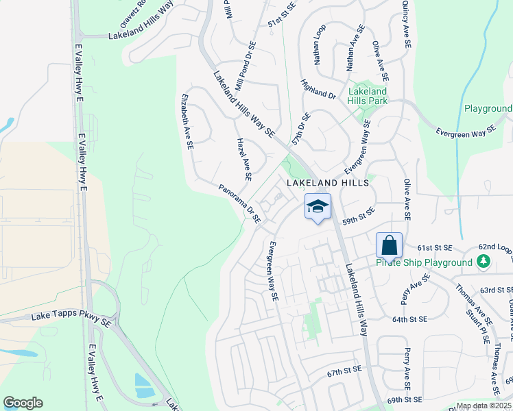map of restaurants, bars, coffee shops, grocery stores, and more near 6011 Montevista Drive Southeast in Auburn