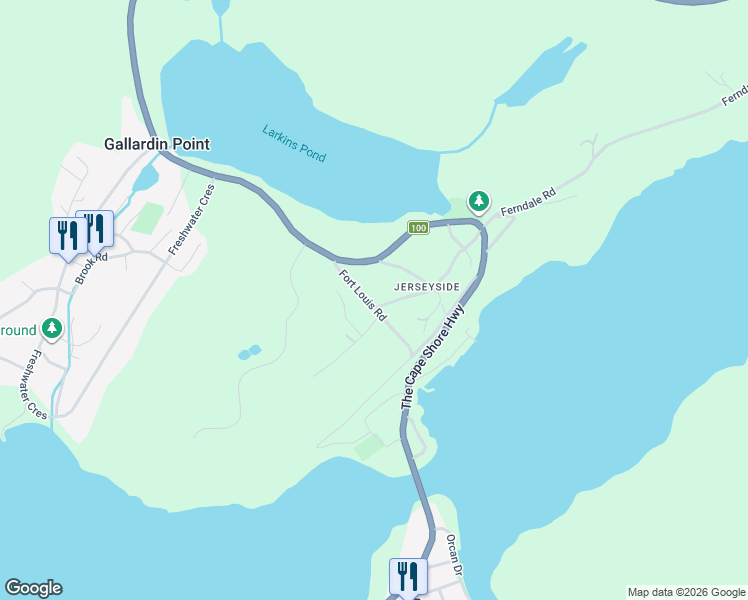 map of restaurants, bars, coffee shops, grocery stores, and more near 21 Fort Louis Road in Freshwater