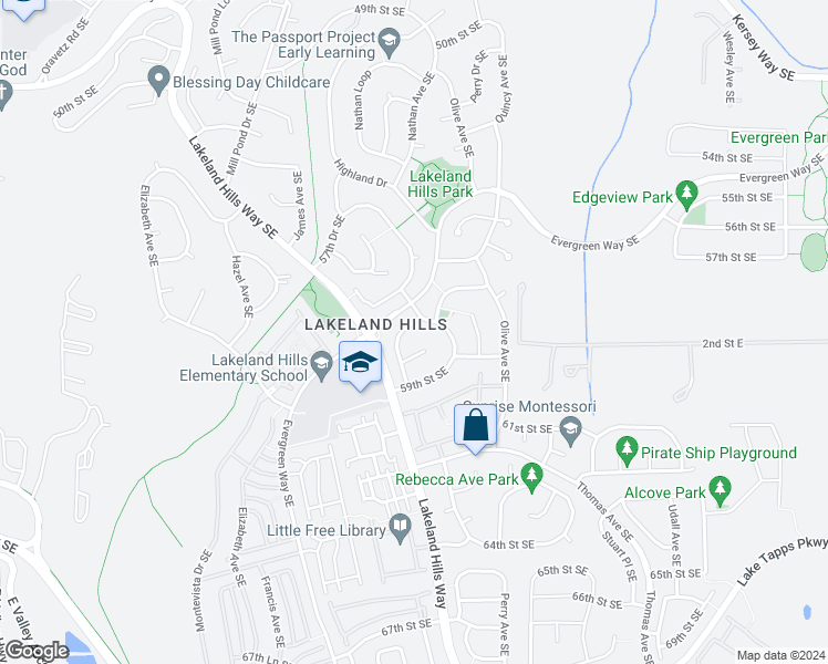 map of restaurants, bars, coffee shops, grocery stores, and more near 5806 Marshall Avenue Southeast in Auburn